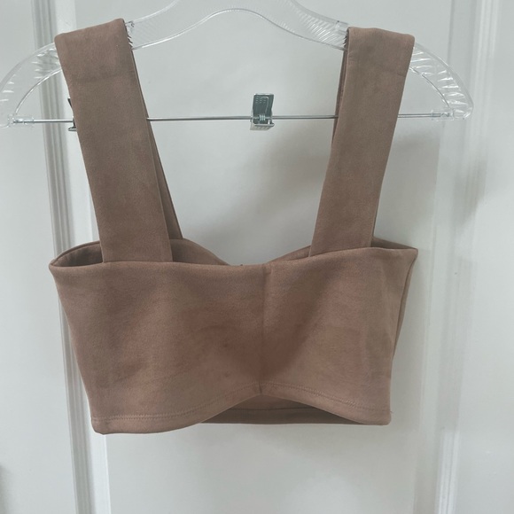 Susan Monaco Faux Suede Crop Top Sz M - Picture 7 of 8